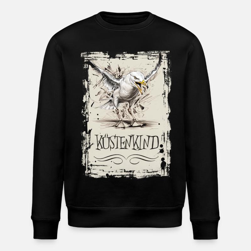 Küstenkind - Möwenskizze - Stanley/Stella Unisex Bio-Sweatshirt ROLLER - Schwarz