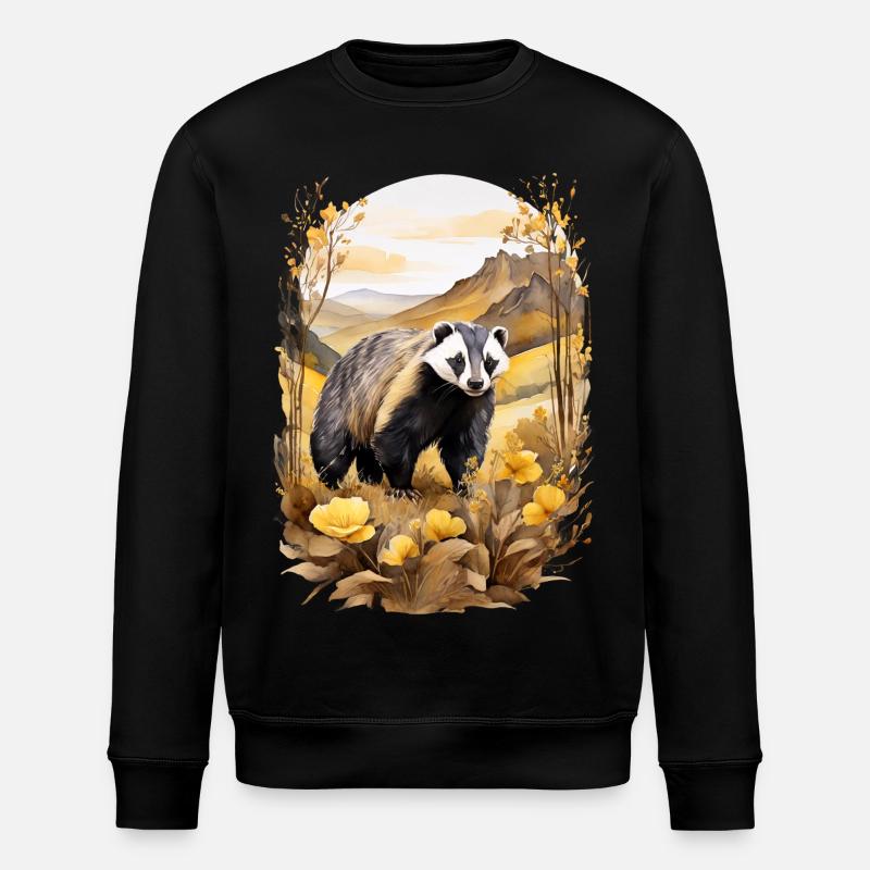 Badger in the mountains - Stanley/Stella ROLLER Unisex Organic Sweatshirt - black