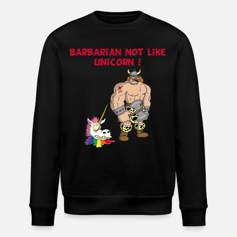 Der Barbar und das Einhorn - Stanley/Stella Unisex Bio-Sweatshirt ROLLER - Schwarz