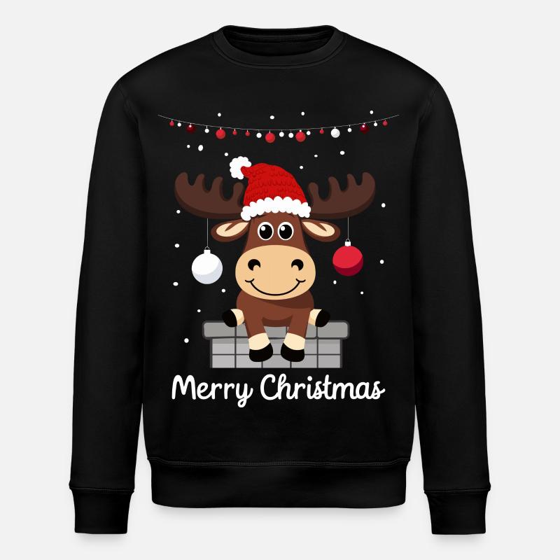 Süßer Weihnachtselch - Stanley/Stella Unisex Bio-Sweatshirt ROLLER - Schwarz