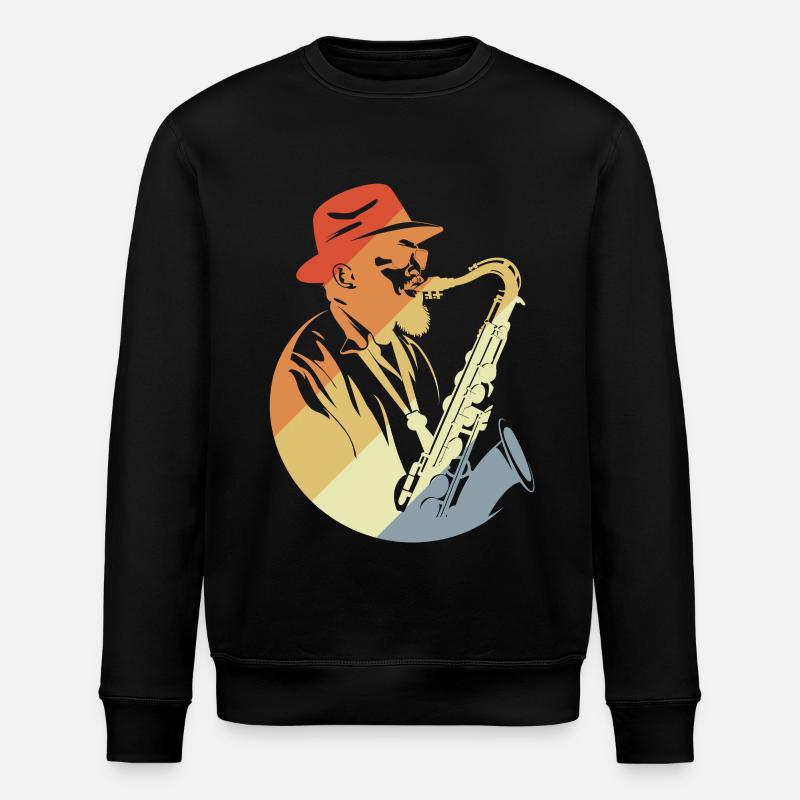 Saxophone Player Retro - Stanley/Stella ROLLER Unisex Organic Sweatshirt - black