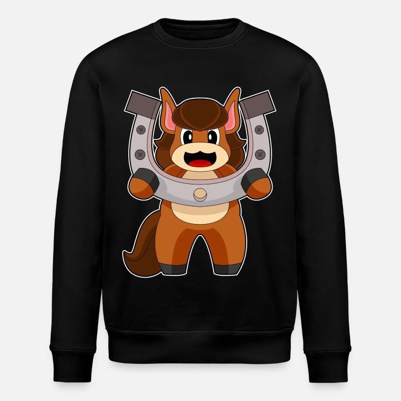 Pferd Hufeisen - Stanley/Stella Unisex Bio-Sweatshirt ROLLER - Schwarz