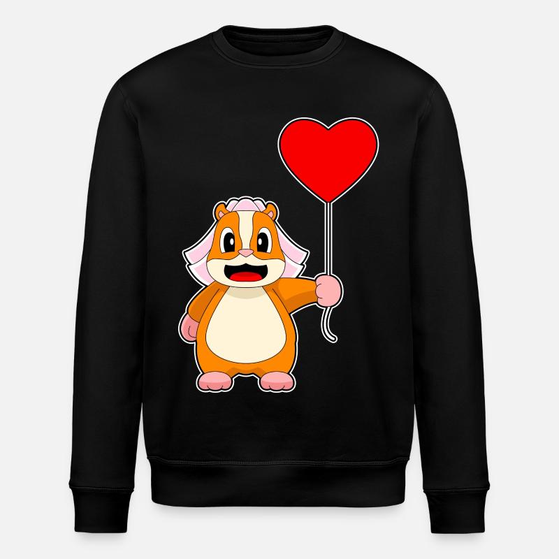 Hamster Braut Herz Hochzeit - Stanley/Stella Unisex Bio-Sweatshirt ROLLER - Schwarz