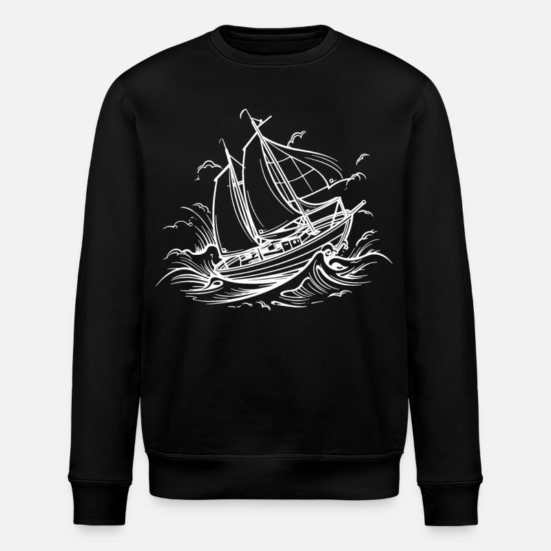 Dessin de voilier - Sweat bio ROLLER Stanley/Stella Unisexe - noir