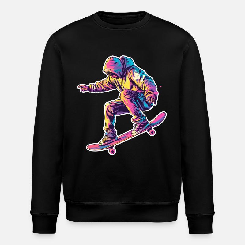 Retro Skateboarder - Stanley/Stella ROLLER Unisex Organic Sweatshirt - black