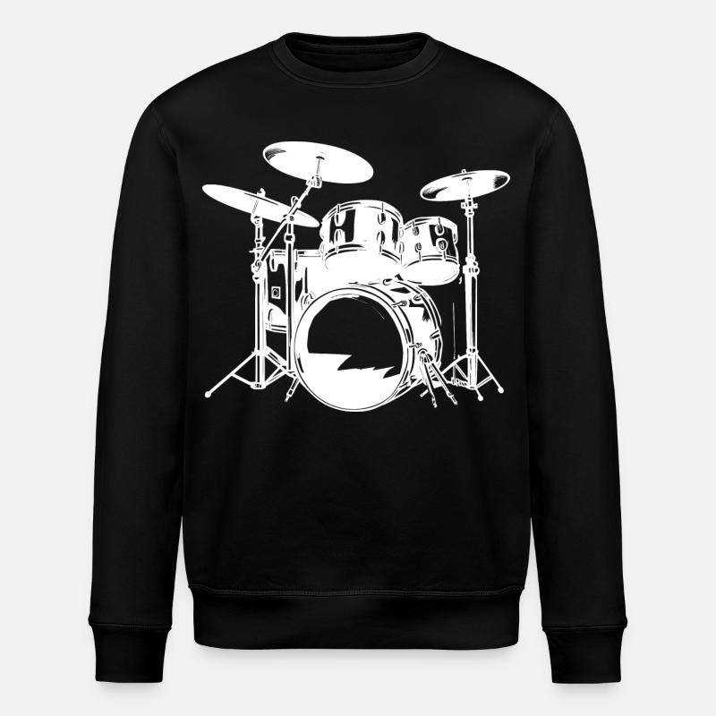 Drumkit Drawing - Stanley/Stella ROLLER Unisex Organic Sweatshirt - black