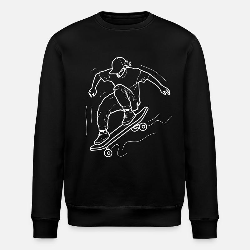 Skateboarding Boy Line Art - Stanley/Stella ROLLER Unisex Organic Sweatshirt - black