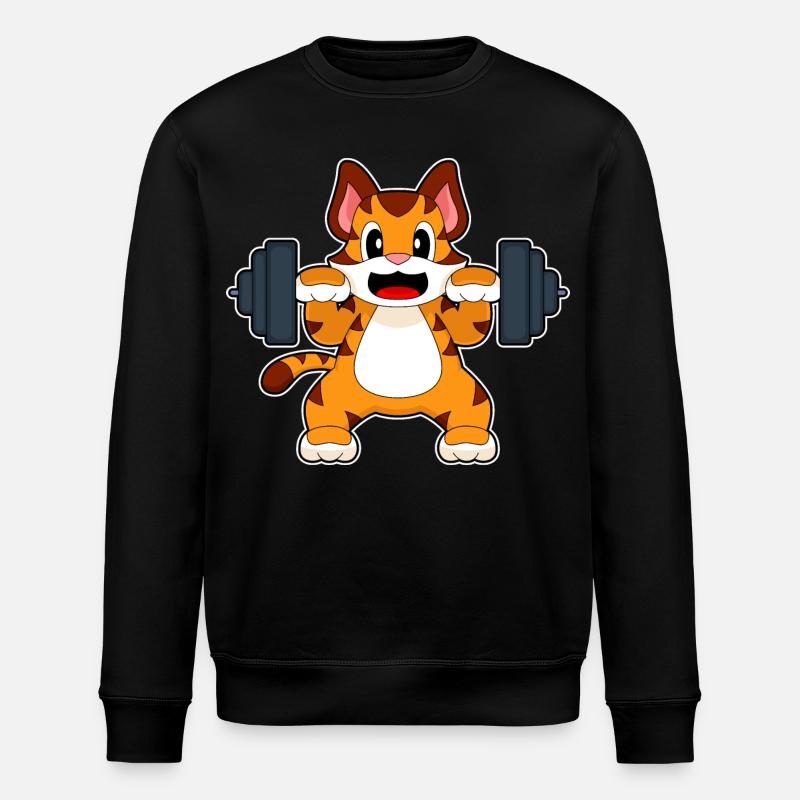 Tiger Bodybuilder Langhantel Bodybuilding - Stanley/Stella Unisex Bio-Sweatshirt ROLLER - Schwarz