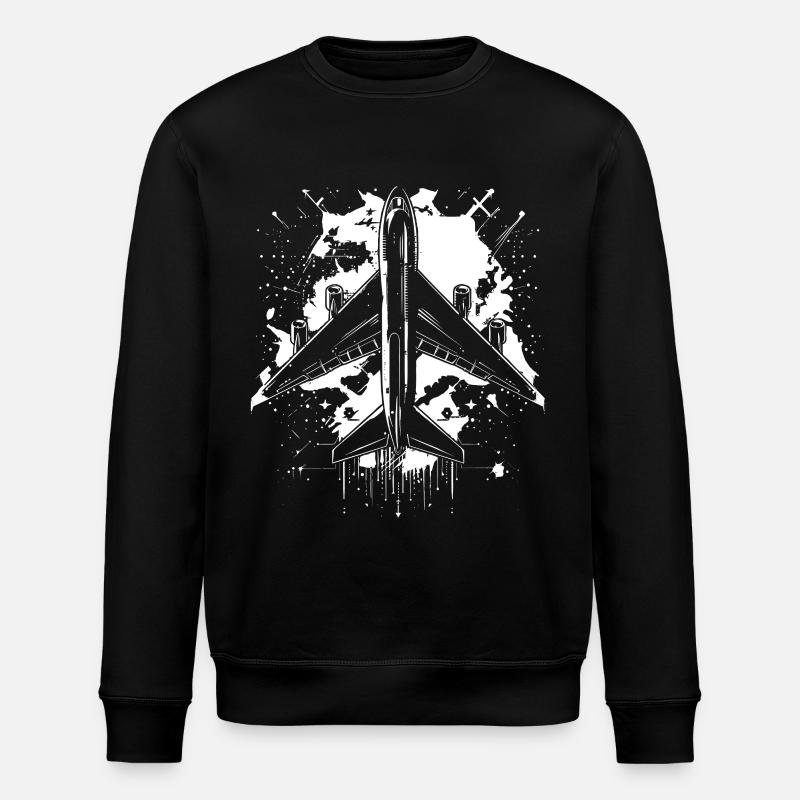 Flugzeug Skizze - Stanley/Stella Unisex Bio-Sweatshirt ROLLER - Schwarz