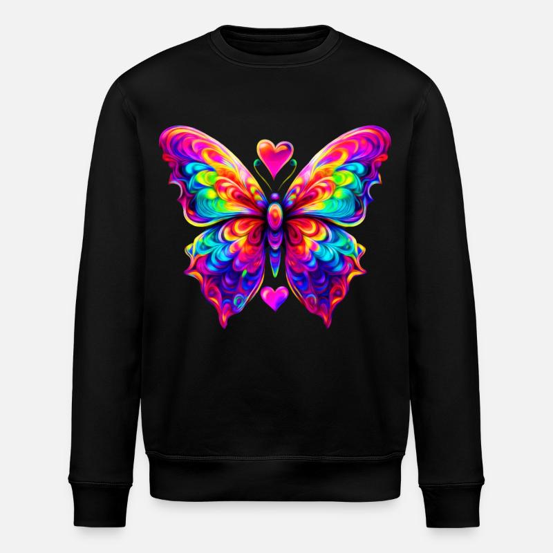 Bunter psychedelischer Schmetterling - Stanley/Stella Unisex Bio-Sweatshirt ROLLER - Schwarz