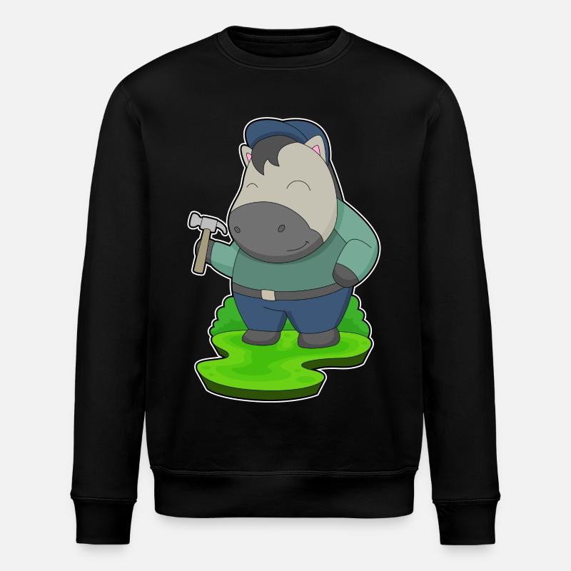 Pferd Handwerker Hammer - Stanley/Stella Unisex Bio-Sweatshirt ROLLER - Schwarz