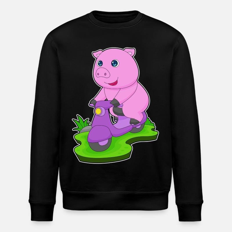 Schwein Motorroller - Stanley/Stella Unisex Bio-Sweatshirt ROLLER - Schwarz