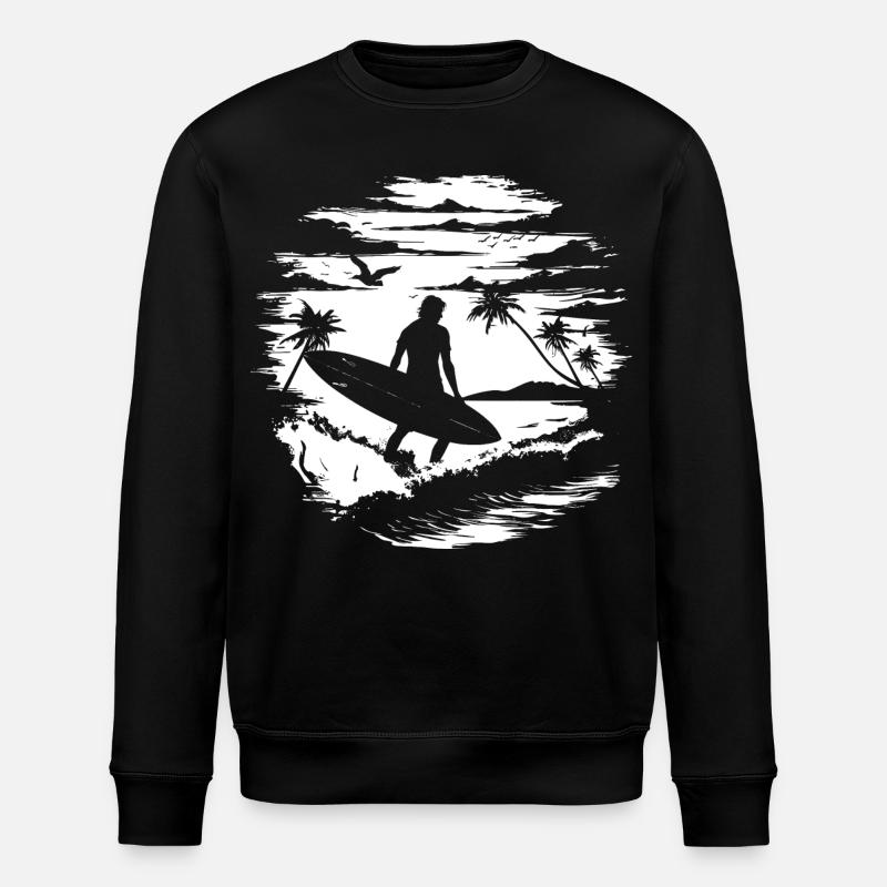 Dessin de surfeur - Sweat bio ROLLER Stanley/Stella Unisexe - noir
