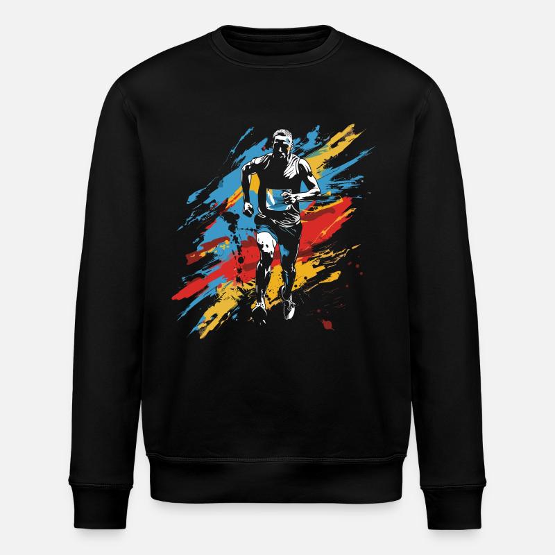 Marathon Junge Zeichnung - Stanley/Stella Unisex Bio-Sweatshirt ROLLER - Schwarz