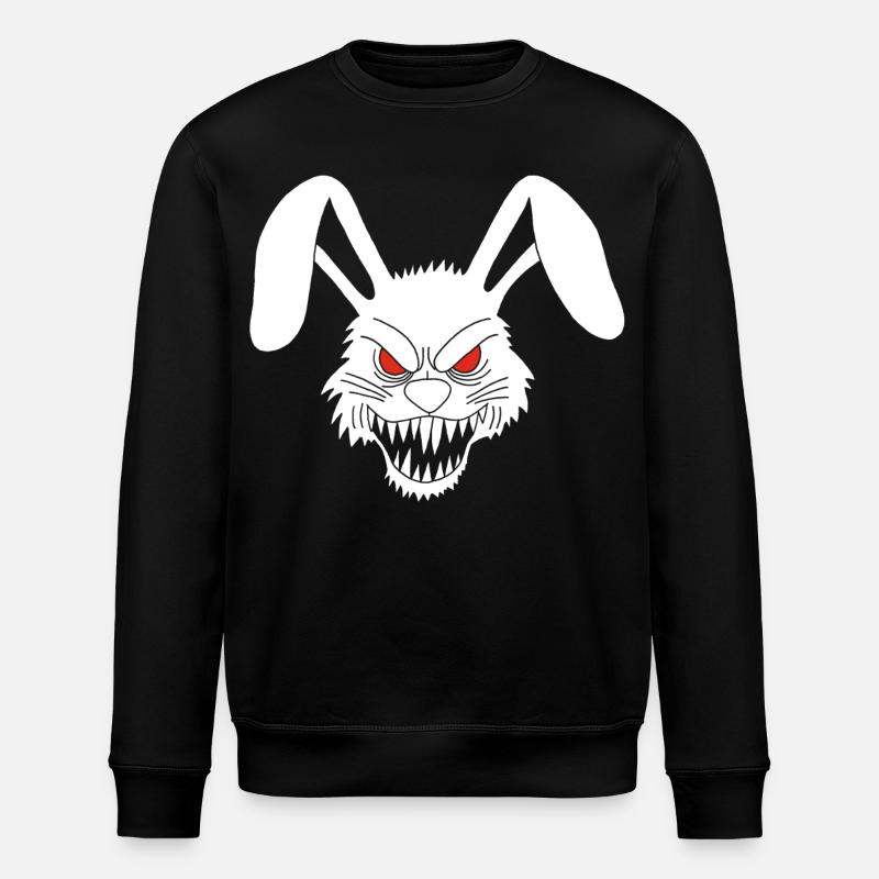 Dämonisches weißes Kaninchen - Stanley/Stella Unisex Bio-Sweatshirt ROLLER - Schwarz