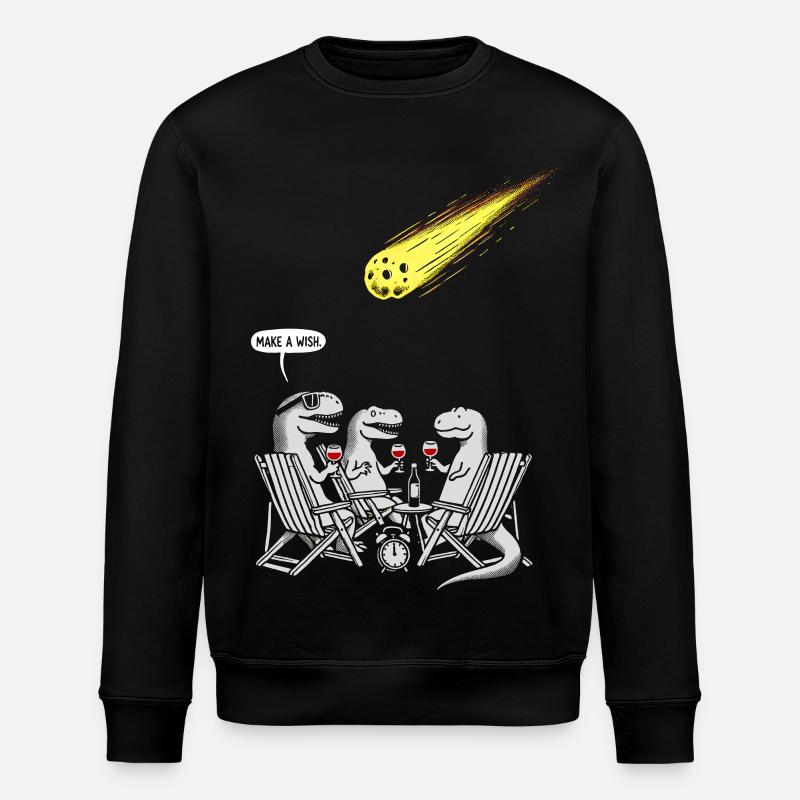 Dinosaur Dinner Party with Shooting Comet - Stanley/Stella ROLLER Unisex Organic Sweatshirt - black