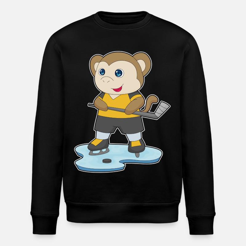 Affe Eishockey Eishockeyschläger - Stanley/Stella Unisex Bio-Sweatshirt ROLLER - Schwarz