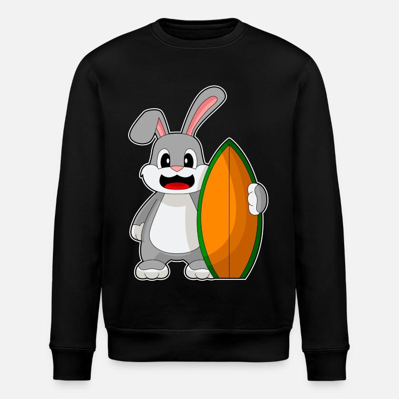 Hase Surfen Surfbrett Sommer - Stanley/Stella Unisex Bio-Sweatshirt ROLLER - Schwarz
