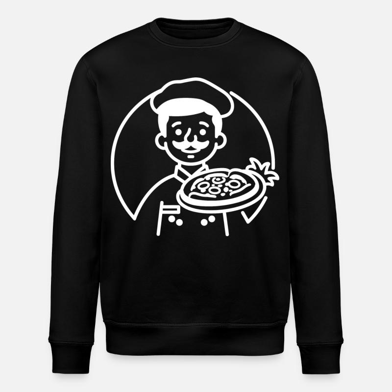 Pizzabäcker Line Art - Stanley/Stella Unisex Bio-Sweatshirt ROLLER - Schwarz