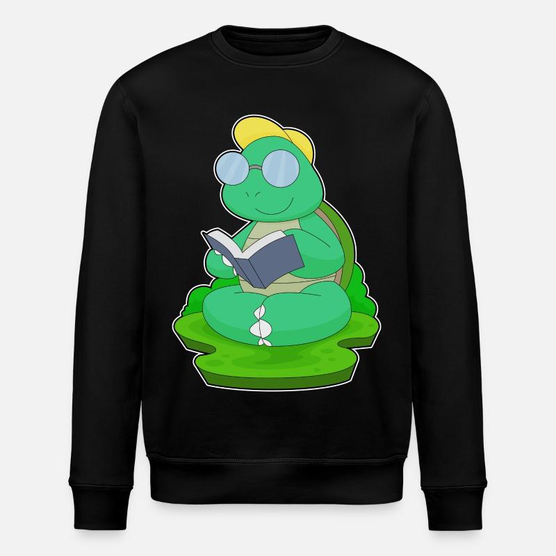 Schildkröte Nerd Buch Brille - Stanley/Stella Unisex Bio-Sweatshirt ROLLER - Schwarz