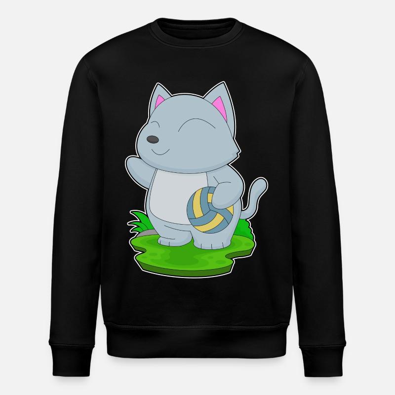 Cat Volleyball Player Volleyball - Stanley/Stella ROLLER Unisex Organic Sweatshirt - black