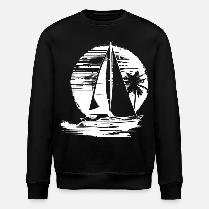 Sailing Drawing - Stanley/Stella ROLLER Unisex Organic Sweatshirt - black