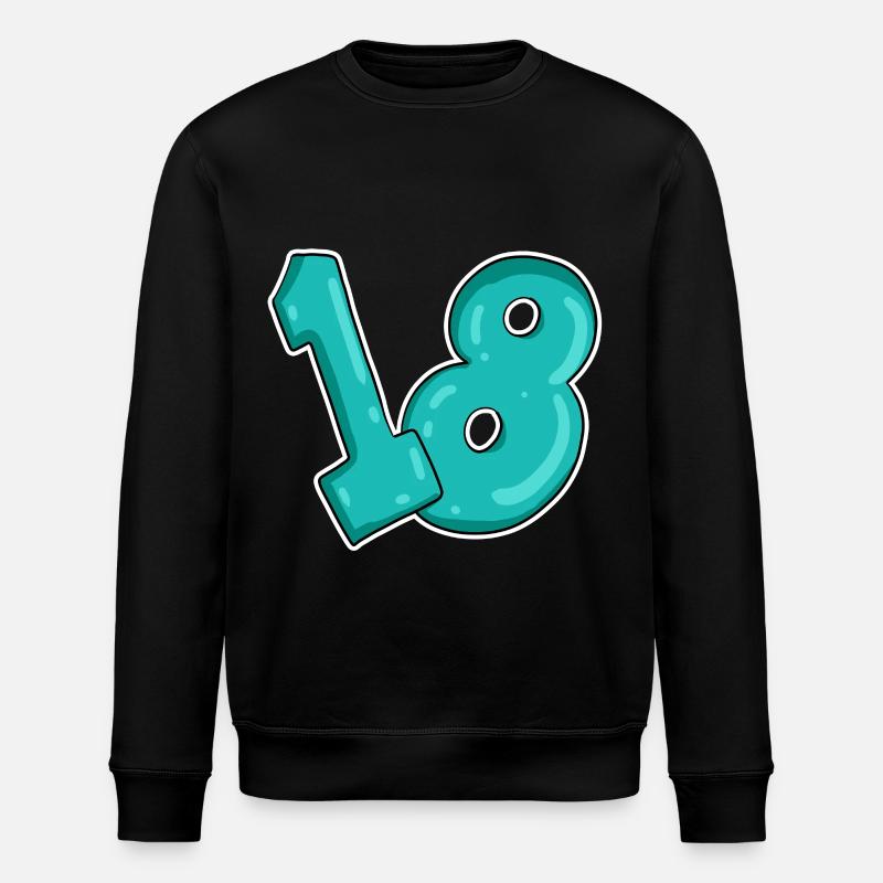 Achtzehn 18 nummer zahl - Stanley/Stella Unisex Bio-Sweatshirt ROLLER - Schwarz