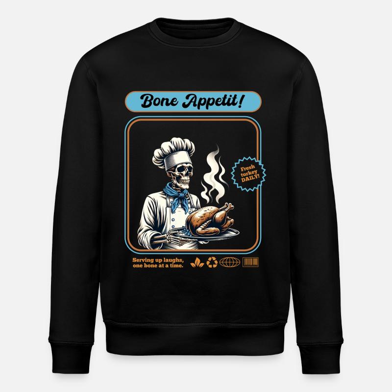 Cuisinier de dinde squelette - Sweat bio ROLLER Stanley/Stella Unisexe - noir