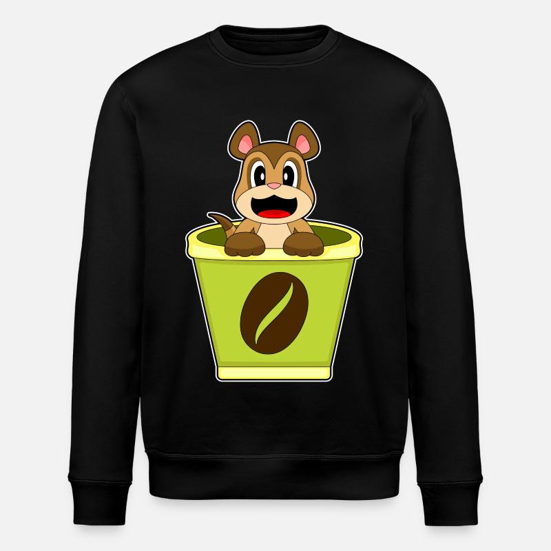 Erdmännchen Becher Kaffee - Stanley/Stella Unisex Bio-Sweatshirt ROLLER - Schwarz