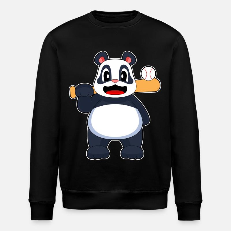 Panda Baseball Baseballschläger - Stanley/Stella Unisex Bio-Sweatshirt ROLLER - Schwarz