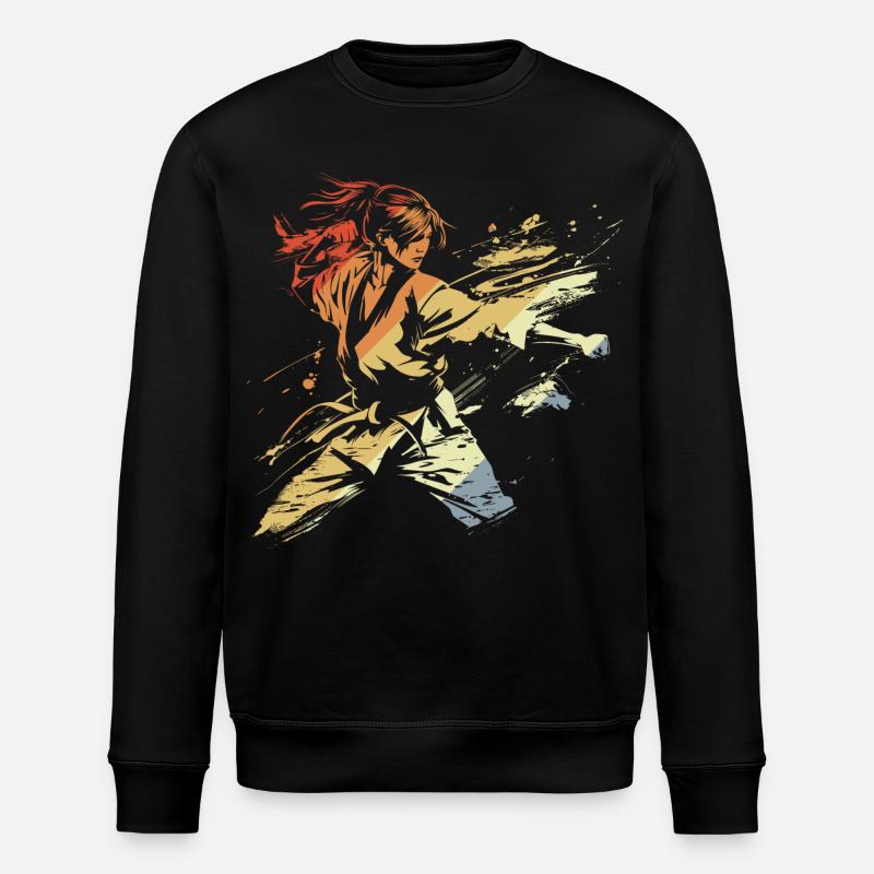 Retro Weibliche Karateka - Stanley/Stella Unisex Bio-Sweatshirt ROLLER - Schwarz