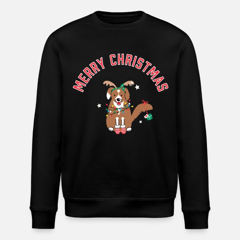 Hund mit Lichterkette Weihnachten - Stanley/Stella Unisex Bio-Sweatshirt ROLLER - Schwarz