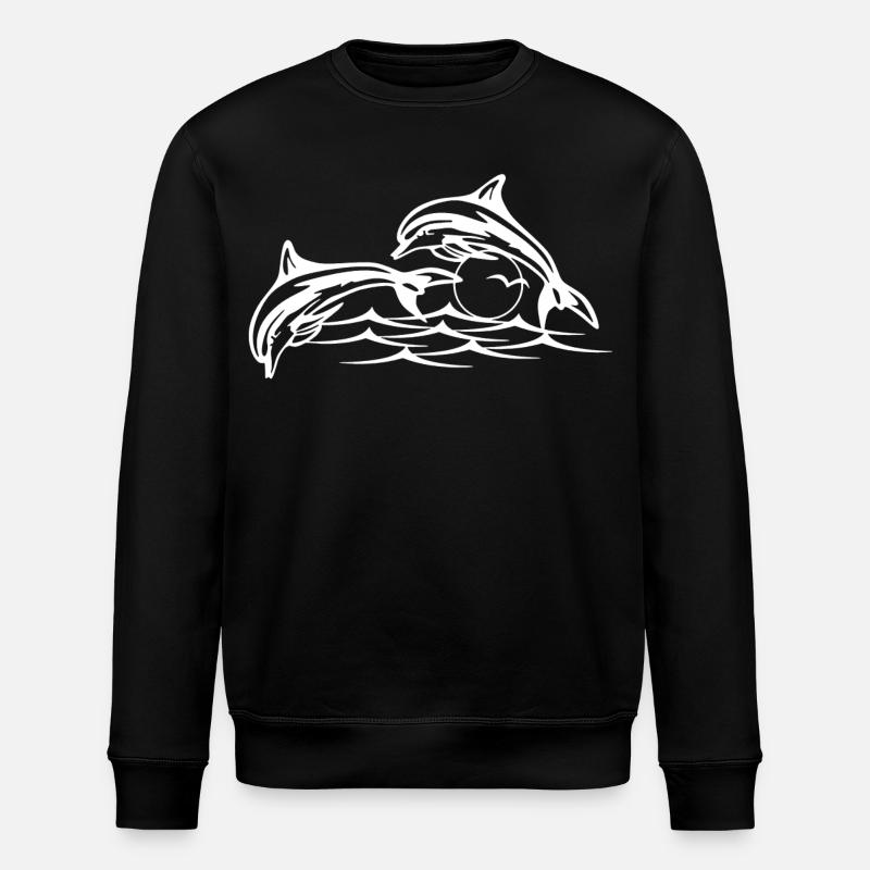 White dolphins - Stanley/Stella ROLLER Unisex Organic Sweatshirt - black