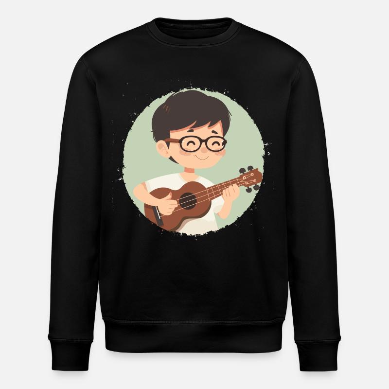 Ukulele Junge Grafik - Stanley/Stella Unisex Bio-Sweatshirt ROLLER - Schwarz