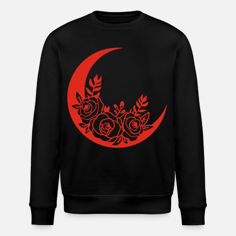 Roter blühender Mond - Stanley/Stella Unisex Bio-Sweatshirt ROLLER - Schwarz