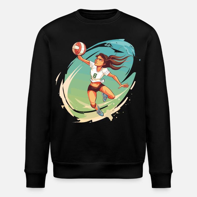 Volleyball Player Comic Style - Stanley/Stella ROLLER Unisex Organic Sweatshirt - black