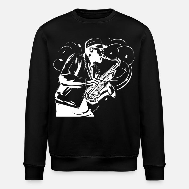 Saxophonist Sketch - Stanley/Stella ROLLER Unisex Organic Sweatshirt - black
