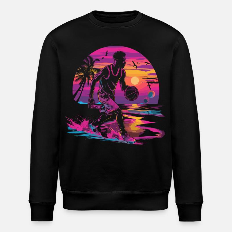 Basketball Synthwave - Stanley/Stella Unisex Bio-Sweatshirt ROLLER - Schwarz