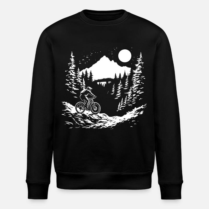 Mountain Biking Drawing - Stanley/Stella ROLLER Unisex Organic Sweatshirt - black
