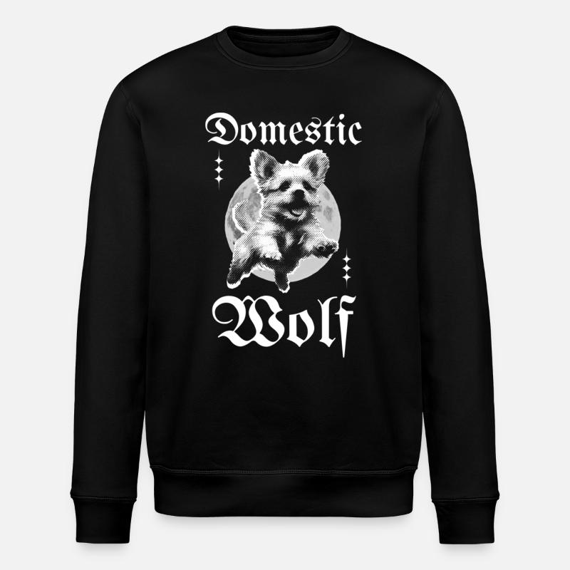 Domestic Wolf – Gothic Hund mit Mond - Stanley/Stella Unisex Bio-Sweatshirt ROLLER - Schwarz