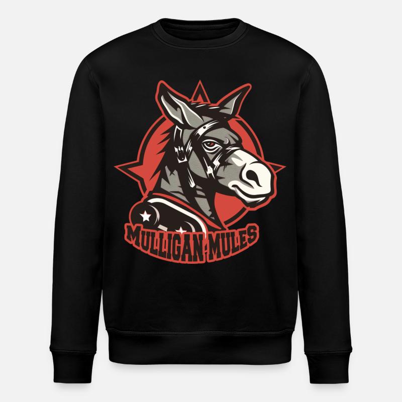 Mulligan Mules Maskottchen-Logo - Stanley/Stella Unisex Bio-Sweatshirt ROLLER - Schwarz