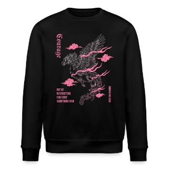 Courage – Phoenix Wiedergeburt Design - Stanley/Stella Unisex Bio-Sweatshirt ROLLER - Schwarz - Vorne - Nik (191cm)
