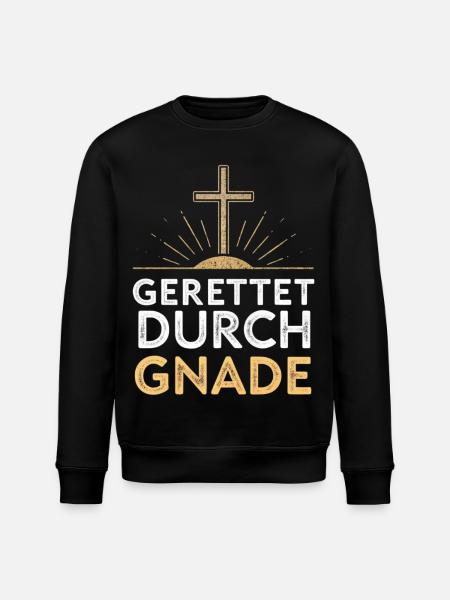 Gerettet durch Gnade Kreuzdesign - Stanley/Stella Unisex Bio-Sweatshirt ROLLER - Schwarz