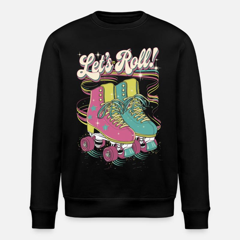 Let's Roll Buntes Retro-Rollschuh-Design - Stanley/Stella Unisex Bio-Sweatshirt ROLLER - Schwarz