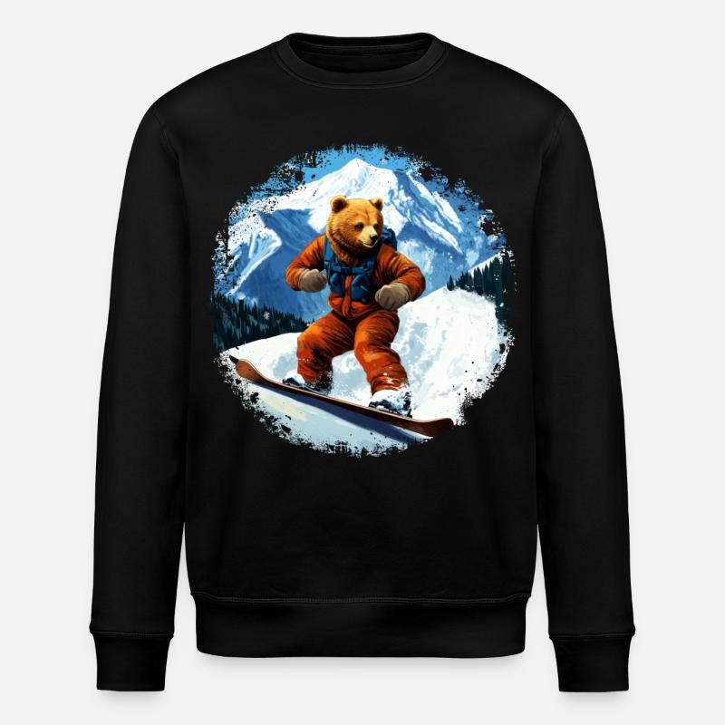 Bären Snowboard - Stanley/Stella Unisex Bio-Sweatshirt ROLLER - Schwarz