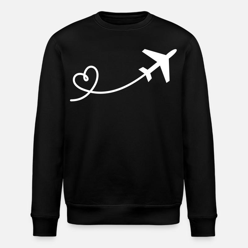 Flugzeug Herz - Stanley/Stella Unisex Bio-Sweatshirt ROLLER - Schwarz