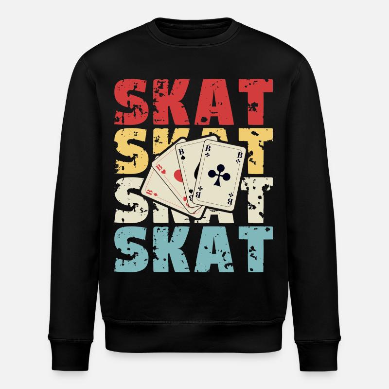 Skat Karten Retro Design - Stanley/Stella Unisex Bio-Sweatshirt ROLLER - Schwarz