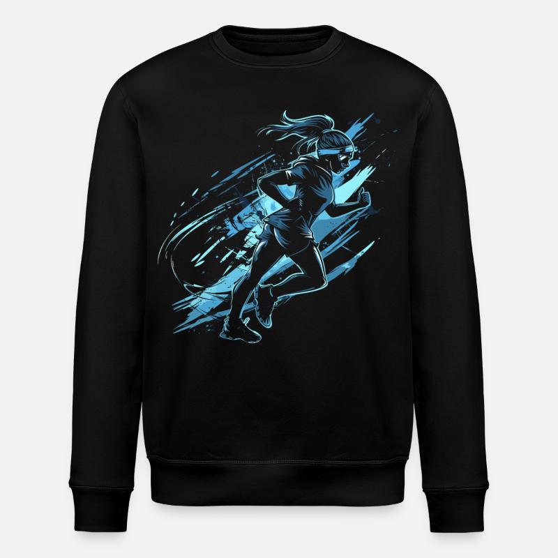Läuferin Grafik - Stanley/Stella Unisex Bio-Sweatshirt ROLLER - Schwarz