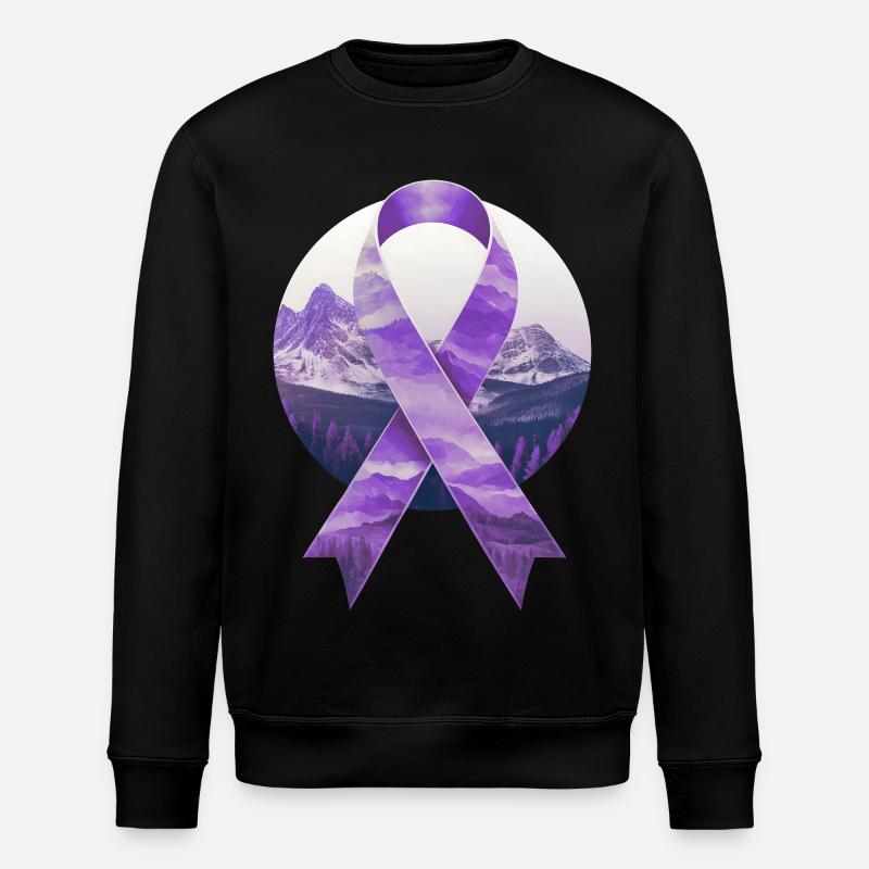 Lavendel Krebs Bewusstein Schleife Berge Geschenk - Stanley/Stella Unisex Bio-Sweatshirt ROLLER - Schwarz