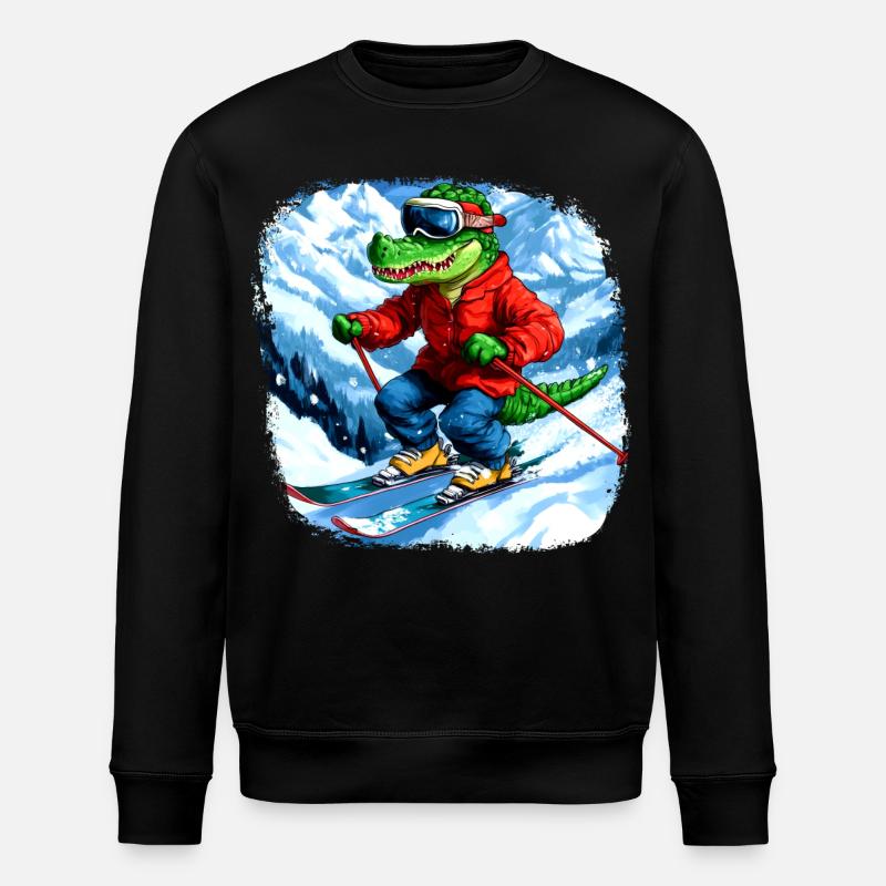 Krokodil Skifahrer - Stanley/Stella Unisex Bio-Sweatshirt ROLLER - Schwarz